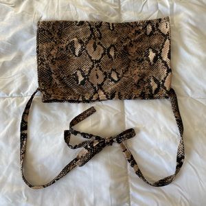 Size S Brown & Black Cropped Tube Top W/ Tie